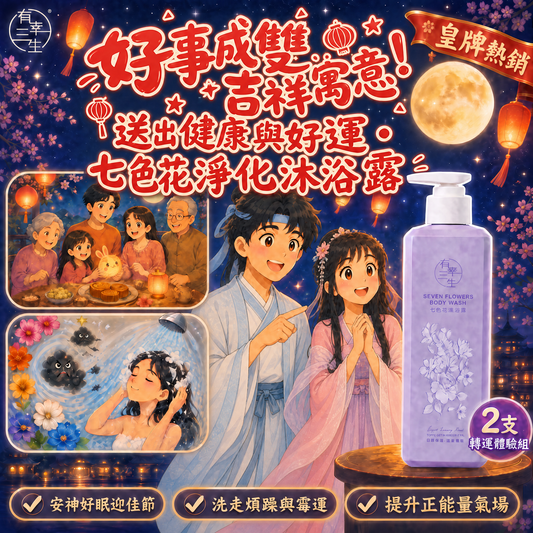 【皇牌必搶・轉運開運必備】七色花淨化沐浴露 (2支組)｜洗去累積疲憊與晦氣，用花香洗滌身心、賞月安神迎佳節
